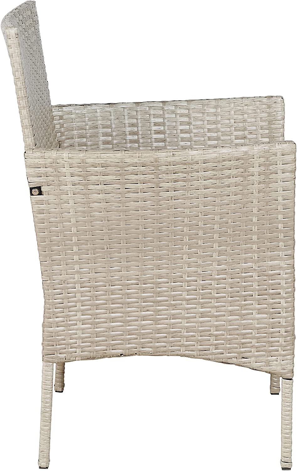 Outdoor 3-Piece Conversation Set (Tan/Navy Blue) PE Rattan Wicker Chairs with Tempered Glass Table