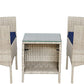Outdoor 3-Piece Conversation Set (Tan/Navy Blue) PE Rattan Wicker Chairs with Tempered Glass Table