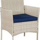Outdoor 3-Piece Conversation Set (Tan/Navy Blue) PE Rattan Wicker Chairs with Tempered Glass Table