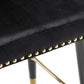 BTExpert 25" Black Velvet Tufted Bar Chairs, Gold Nailhead Trim - Set of 2
