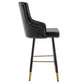 BTExpert 25" Black Velvet Tufted Bar Chairs, Gold Nailhead Trim - Set of 2