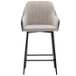 BTExpert Earth Tone Premium 24" High Back Dining Bar Stools, Beige Linen & Black PU Leather - Set of 2