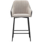 BTExpert Earth Tone 25" High Back Bar Stools, Beige Fabric & Black PU Leather Upholstered Chairs - Set of 2