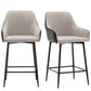 BTExpert Earth Tone 25" High Back Bar Stools, Beige Fabric & Black PU Leather Upholstered Chairs - Set of 2