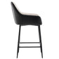 BTExpert Earth Tone 25" High Back Bar Stools, Beige Fabric & Black PU Leather Upholstered Chairs - Set of 2