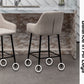 BTEXPERT 24" High Back Dining Bar Stools, Beige Linen Fabric Barstools - Set of 2