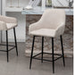 BTEXPERT 24" High Back Dining Bar Stools, Beige Linen Fabric Barstools - Set of 2