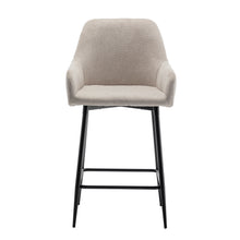 BTEXPERT Premium upholstered Dining 24" High Back Stool Bar Chairs, Beige Linen Fabric Barstools Set of 2