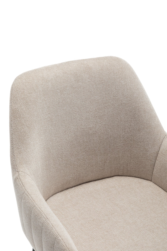 BTEXPERT 24" High Back Dining Bar Stools, Beige Linen Fabric Barstools - Set of 2