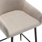 BTEXPERT 24" High Back Dining Bar Stools, Beige Linen Fabric Barstools - Set of 2