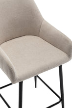 BTEXPERT Premium upholstered Dining 24" High Back Stool Bar Chairs, Beige Linen Fabric Barstools Set of 2