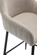 BTEXPERT Premium upholstered Dining 24" High Back Stool Bar Chairs, Beige Linen Fabric Barstools Set of 2