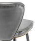 BTExpert 25" High Back Dining Bar Stools, Gray PU Leather Shellback with Gold Trim Feet - Set of 2