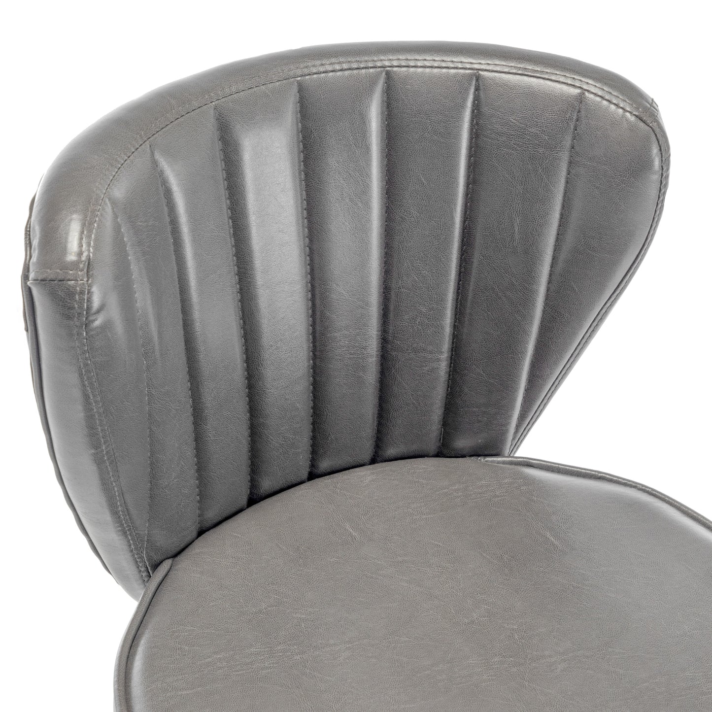 BTExpert 25" High Back Dining Bar Stools, Gray PU Leather Shellback with Gold Trim Feet - Set of 2