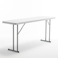BTExpert 6-Foot - 72" long White Plastic Folding Seminar Training Table Portable 18" Wide narrow, 29" High, events indoor outdoor lightweight Set of 2