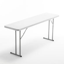 BTExpert 6-Foot - 72" long White Plastic Folding Seminar Training Table Portable 18" Wide narrow, 29" High, events indoor outdoor lightweight