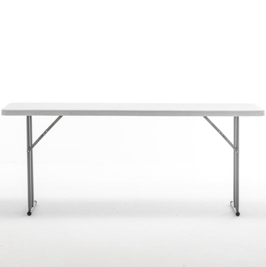 BTExpert 6-Foot - 72" long White Plastic Folding Seminar Training Table Portable 18" Wide narrow, 29" High, events indoor outdoor lightweight