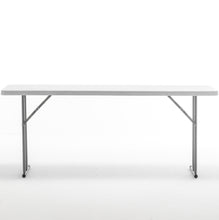 BTExpert 6-Foot - 72" long White Plastic Folding Seminar Training Table Portable 18" Wide narrow, 29" High, events indoor outdoor lightweight Set of 2