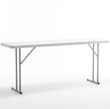 BTExpert 6-Foot - 72" long White Plastic Folding Seminar Training Table Portable 18" Wide narrow, 29" High, events indoor outdoor lightweight