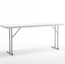 BTExpert 6-Foot - 72" long White Plastic Folding Seminar Training Table Portable 18" Wide narrow, 29" High, events indoor outdoor lightweight Set of 5