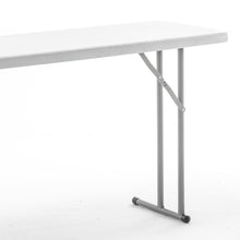 BTExpert 6-Foot - 72" long White Plastic Folding Seminar Training Table Portable 18" Wide narrow, 29" High, events indoor outdoor lightweight Set of 2