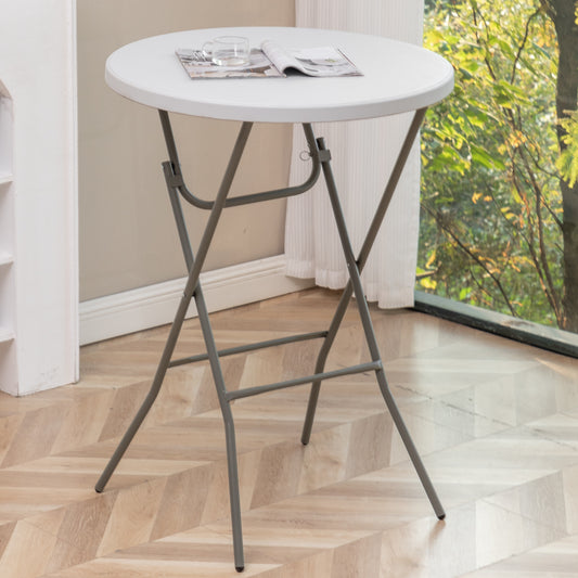 BTExpert 32" Round 43" Bar Height White Granite Plastic Folding Table Portable Commercial Table - Set of 5