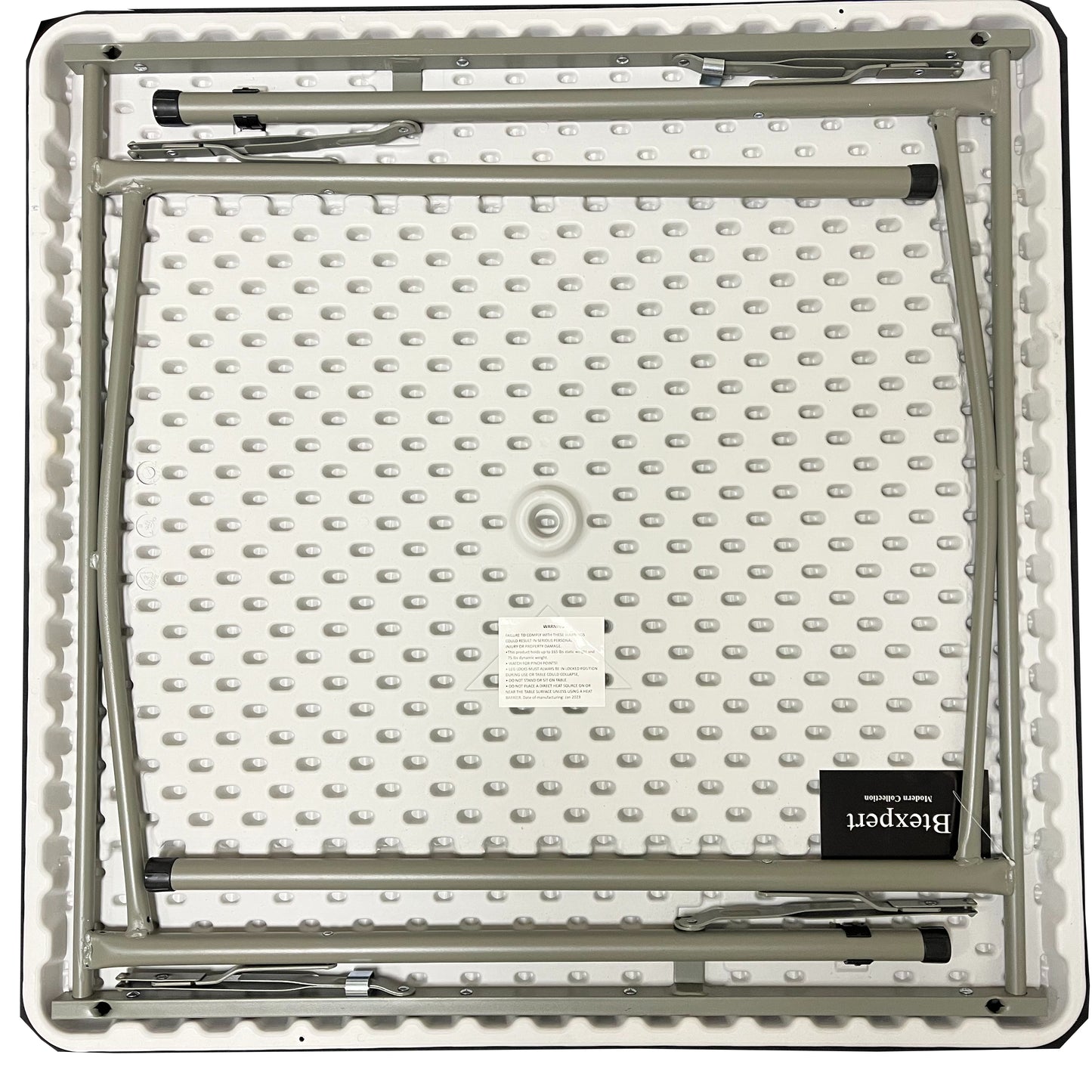 BTExpert 34" Square Granite White Plastic Folding Table card board games nights party indoor outdoor lightweight