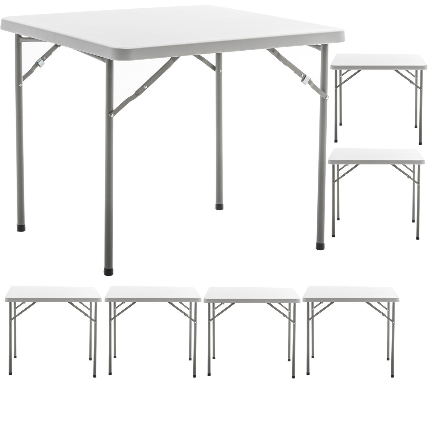 BTExpert 34" Square Granite White Plastic Folding Table Portable for home indoor outdoor lightweight - Set of 5