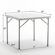 BTExpert 34" Square Granite White Plastic Folding Table Portable for card board games nights gatherings party home indoor outdoor lightweight