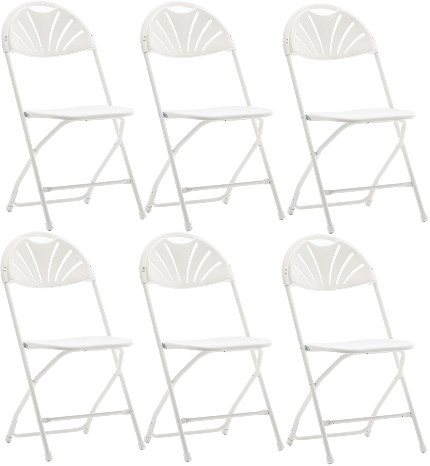 BTExpert White Plastic Folding Chair, Steel Frame, High Capacity, Lightweight, for Event, Wedding, Party - Set of 6