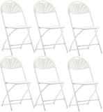 BTExpert White Plastic Folding Chair, Steel Frame, High Capacity, Lightweight, for Event, Wedding, Party - Set of 6