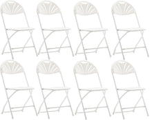 BTExpert White Plastic Folding Chair Steel Frame Commercial High Capacity Event Chair lightweight Wedding Party Set of 8
