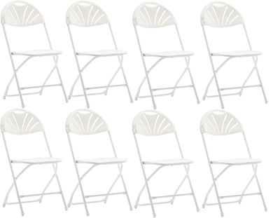 BTExpert White Plastic Folding Chair Steel Frame Commercial High Capacity Event Chair lightweight Wedding Party Set of 8