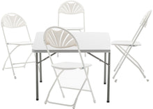 5 Piece Folding Card Table Portable Chair Set 34" Square Granite White Plastic 4 Adult floral Chairs games nights party indoor outdoor lightweight