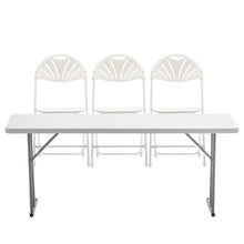 BTExpert White Plastic Folding Chair Steel Frame Commercial High Capacity Event Chair lightweight Wedding Party Set of 8