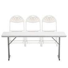 BTExpert 4 Piece Folding Seminar Table Portable and Chair Set, 6-Foot long 18" Wide 29" High Training Table Portable & 3 Adult floral Chairs.