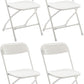 White Plastic Folding Chair, Steel Frame, High Capacity, Lightweight for Office, Wedding, Party, Picnic, Dining, School - Set of 4