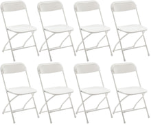 White Plastic Folding Chair Steel Frame Commercial High Capacity Event lightweight Set for Office Wedding Party Picnic Kitchen Dining School Set of 8