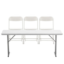 BTExpert 4 Piece Folding seminar Table Portable and Chair Set, 6-Foot long 18" Wide 29" High Training Table Portable & 3 Adult Chairs.