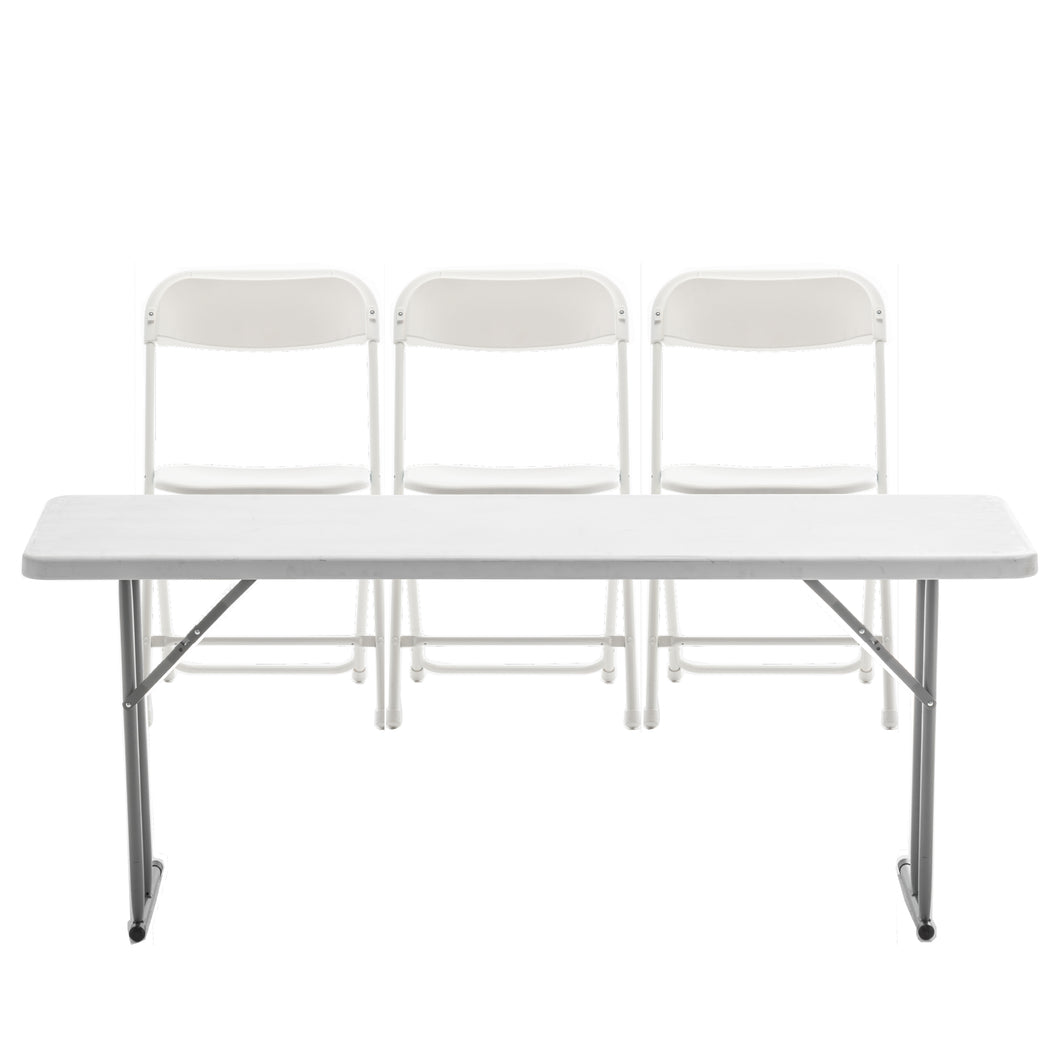 BTExpert 4 Piece Folding seminar Table Portable and Chair Set, 6-Foot long 18