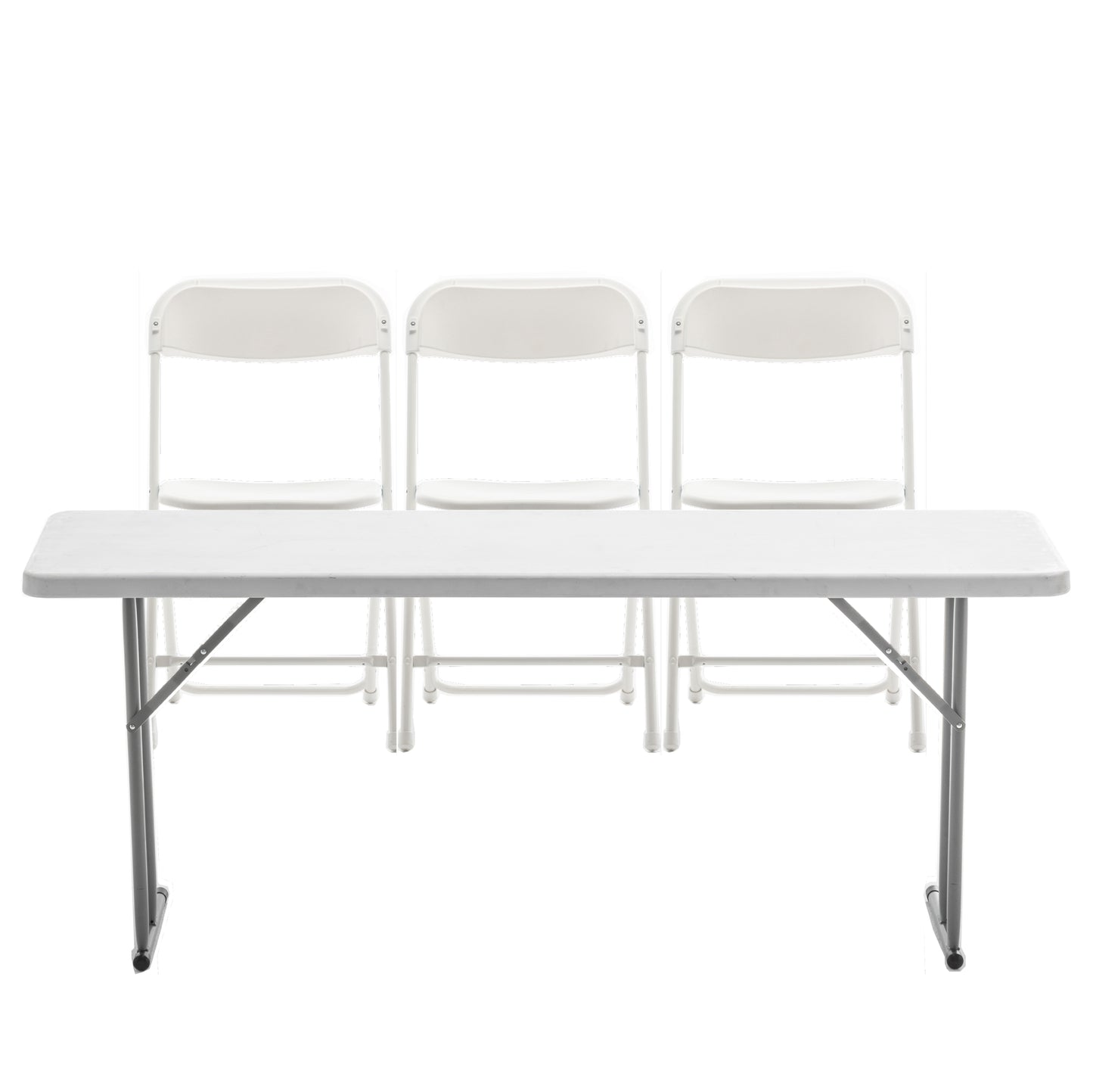 BTExpert White Plastic Folding Chair Steel Frame for Office Wedding Kitchen Dining School - Set of 10