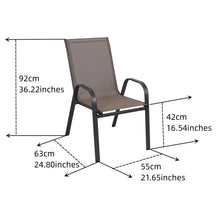 BTExpert Indoor Outdoor 4 - Set of Four Brown Restaurant Flexible Sling Stack Chairs, patio Metal Frame Chair