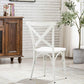 BTExpert White Cross Back Metal Industrial Modern Vintage Farmhouse Dining Chair - Set of 2