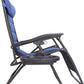BTEXPERT Oversized Padded Zero Gravity Chair Folding Recliner Case Lounge Outdoor Pool Patio Blue Yard Garden Utility Tray Cup Holder