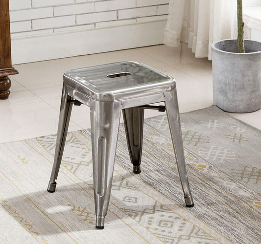 BTExpert 18" Stackable Industrial Distressed Backless Metal Barstools, Indoor Outdoor