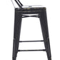 BTExpert 24" Golden Black Distressed Metal Counter Height Stool, Low Back, Indoor Outdoor - Set of 4