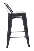 BTEXPERT Industrial 24 inch Golden Black Distressed Kitchen Chic Indoor Outdoor Low Back Metal Counter Height Stool