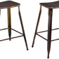 24" Industrial Metal Antique Distressed Copper Slim Counter Bar Stool - Set of 4