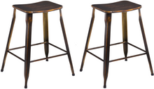 24" Industrial Metal Antique Distressed Copper Slim Counter Bar Stool Set of 4