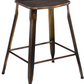 24" Industrial Metal Antique Distressed Copper Slim Counter Bar Stool - Set of 4
